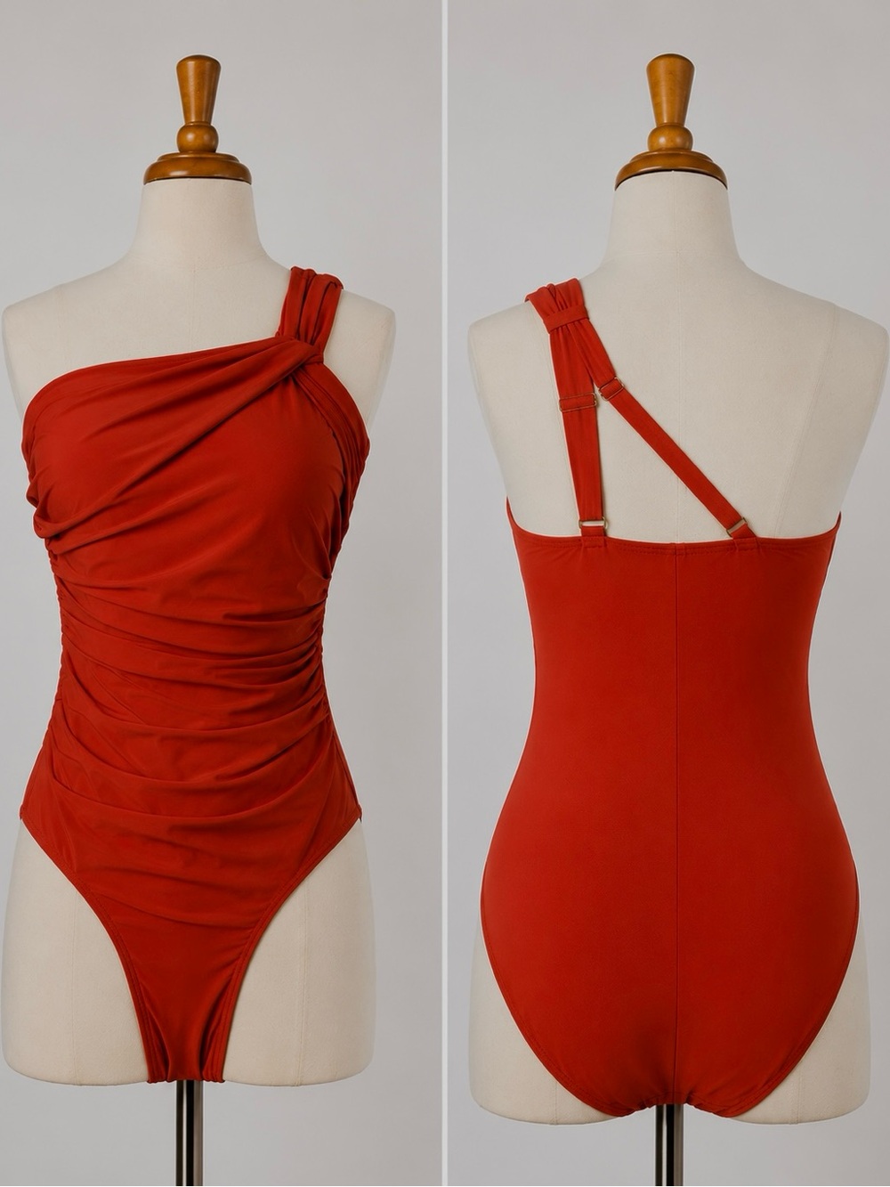 MIRACLESUIT Spice NWT Sz 16 One-Shoulder Ruched Tummy Control One-Piece Swimsuit